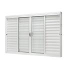 Janela de Aço Veneziana Central 6 Folhas com Grade Quadriculada 100x150cm Branca Unicsol Ramassol Central
