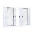 Janela de Aço Veneziana de Correr 100x120cm 6 Folhas com Grade Mosaico Riobras Branco