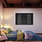 Janela de Aço Veneziana de Correr Central com Grade Quadrada 6 Folhas 100x150cm Aço Pronto Riobras Preto Janela de Aço Veneziana de Correr Central com Grade Quadrada 6 Folhas 100x150cm Aço Pronto Riobras Preto