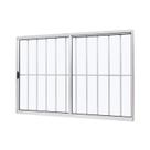 Janela de Alumínio de Correr 100x100cm 2 Folhas com Grade e Vidro Liso Slim Modular Ramassol Branco