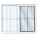 Janela de Alumínio de Correr 100x120cm 2 Folhas com Grade e Vidro Mini Boreal Linha Solida MGM Branco