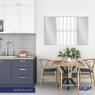 Janela de Alumínio de Correr 100x120cm 4 Folhas 2 Fixas com Grade e Vidro Liso Linha Soft Mgm Branco