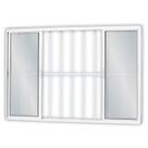 Janela de Alumínio de Correr 120x120cm 4 Folhas 2 Fixas com Grade e Vidro Mini Boreal Linha Soft Mgm