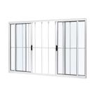 Janela de Aluminio de Correr Central 100x150cm 4 Folhas com Grade e Vidro Liso Ultra Ramassol Branco