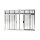 Janela de Aluminio de Correr com Bandeira 100x120cm 4 Folhas com Grade Vidro Liso Plus Brimak Brilhante