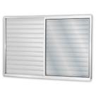 Janela de Alumínio Veneziana de Correr 100x100cm 3 Folhas 1 Fixa com Vidro Mini Boreal Linha Soft MGM Branco
