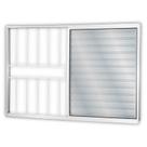 Janela de Alumínio Veneziana de Correr 100x120cm 3 Folhas 1 Fixa com Grade e Vidro Liso Linha Soft M