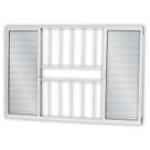 Janela de Alumínio Veneziana de Correr 100x150cm 6 Folhas 2 Fixas com Grade e Vidro Mini Boreal Linha Soft MGM Branco