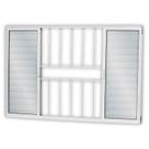 Janela de Alumínio Veneziana de Correr 120x200cm 6 Folhas 2 Fixas com Grade e Vidro Liso Linha Soft