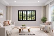 Janela de Correr 4 Folhas Com Grade Alumínio Preto 120x150 Linha 25