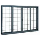 Janela de Correr em Aço Grade Quadriculada 100x200 cm 4 Folhas Cinza Belfort Sasazaki