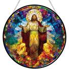 Janela de vitral pendurada 365CUSGIFTS Christ Jesus 34cm