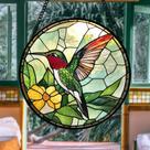 Janela de vitral pendurada AMDERVEN Green Hummingbird 38 cm