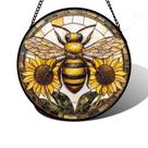 Janela de vitral pendurada DASTOLL Bee Sunflower 20cm