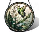 Janela de vitral pendurada DASTOLL Butterfly Lily 25 cm
