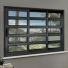 Janela Elite com Travessas 3 Folhas Moveis Sequenciais 100 x 240 Vidro Liso Preto Janela Elite com Travessas 3 Folhas Moveis Sequenciais 100 x 240 Vidro Liso Preto