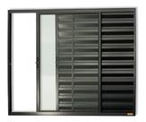 Janela Veneziana 3 Folhas 1,00x1,00 Alumínio Preto S/g