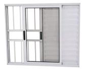 Janela Veneziana 3 Folhas Alumínio Branco 1.00 x 1.20 Linha 25 com Grade