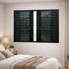 Janela Veneziana 6 Folhas Alumínio Preto 120x150