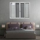 Janela Veneziana 6 Folhas com Tela Mosquiteira Linha 25 Branco 100x120 Esquadrias Bergamo