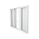Janela Veneziana Abertura Central Premium 6 Folhas Grade Vidro Liso 100x150cm Yescasa Branco
