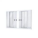 Janela Veneziana Correr Central 6 Folhas com Grade Alumínio Branco 100cmx150cm Riobras