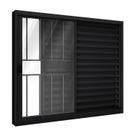 Janela Veneziana de Correr 3 Folhas com Grade Alumínio Preto 100x150cm Riobras Alumínio