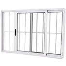 Janela Vitro 2 Folhas Alumínio Branco 1.00 X 1.00 Linha 25 com Grade