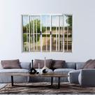 Janela Vitrô de Alumínio 4 Folhas 100 X 100cm Modular Brilhante com Grade