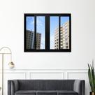 Janela Vitrô de Alumínio 4 Folhas Preto 120 X 120cm Linha 25 Esquadrias Bergamo