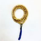 Japamala budista 108 contas em madeira 8 mm pompom azul escuro
