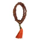 Japamala Budista 108 Contas em Madeira Pompom Laranja 8MM