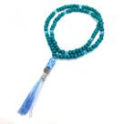 Japamala Iemanjá 108 Contas Em Madeira Pompom Azul Claro 8MM