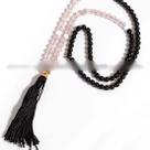 Japamala Pedra Quartzo Rosa e Obsidiana Preta 6mm 108 Contas