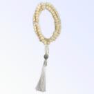 Japamala Xangô Ayrá 108 Contas em Madeira Pompom Branco 8MM