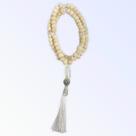 Japamala Xango Ayrá branco 108 contas em madeira 8mm pompom