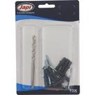 JAPI FBAMB6 Kit Instalação - 1 Broca Alvenaria, 10 Parafusos Cabeça Chtata, 10 Buchas N6