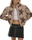Jaqueta acolchoada feminina Locachy, cortada para inverno, quente, cáqui, GG