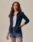 Jaqueta Básica Feminina Gola Alta Moletom Stretch Flanelado Jaqueta Básica Feminina Gola Alta Moletom Stretch Flanelado