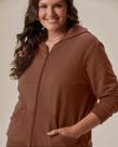 Jaqueta Básica Feminina Plus Size Em Moletom Stretch Flanelado