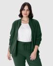 Jaqueta Básica Feminina Plus Size Gola Canelada Em Moletom Flanelado