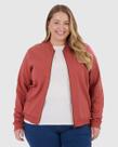 Jaqueta Básica Feminina Plus Size Gola Canelada Em Moletom Flanelado
