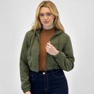 Jaqueta Blue Rose Cropped em Tecido com Capuz Feminina