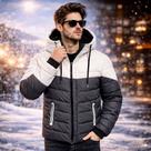 Jaqueta Bobojaco Masculina Forrada com Pelúcia Puffer Inverno Frio Intenso Térmica com Capuz Removív