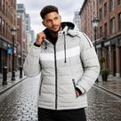 Jaqueta Bobojaco Masculino Impermeável Grosso Com Listras Inverno Blusa De Frio Peluciada Com Capuz