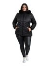 Jaqueta Bobojaco Revestida Feminina Com Capuz Plus Size Preto