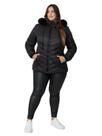Jaqueta Bobojaco Revestida Feminina Com Capuz Plus Size Preto