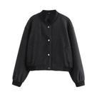Jaqueta Bomber Cropped De Tweed Bege E Preto Para Mulheres, Casaco Curto De Manga Longa, Moda MUJER