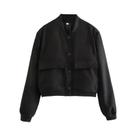 Jaqueta Bomber Feminina Branca Cropped De Manga Longa Para Outono/Inverno Com Botões