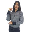 Jaqueta Bomber Feminina em Renda com Ziper Preto
